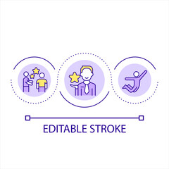 Encourage employees loop concept icon. Workers motivation program. Workforce engagement abstract idea thin line illustration. Isolated outline drawing. Editable stroke. Arial font used