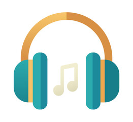 Listening to music flat design style icon