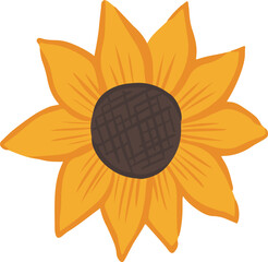 Vector sunflower in hand drawn cartoon style