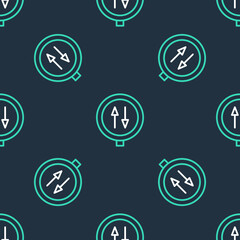 Line Road sign warning two way traffic icon isolated seamless pattern on black background. Vector