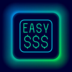 Glowing neon line Money prize in casino icon isolated on black background. Colorful outline concept. Vector