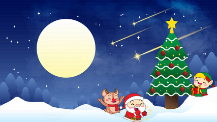Cute Christmas vector background illustration