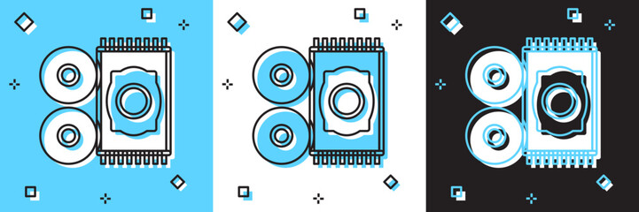 Set Traditional carpet culture ramadan arabic islamic celebration icon isolated on blue and white, black background. Vector