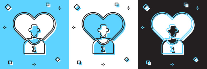 Set Football or soccer player icon isolated on blue and white, black background. Vector