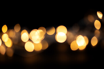 Bokeh lights on black background