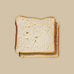 Slice Of Bread Top View On Solid Background