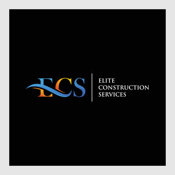 initial letter ECS logotype company name colored blue and swoosh design. vector logo for business and company identity.
