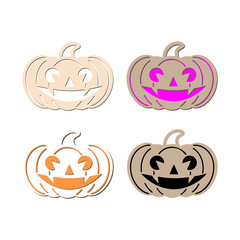 Happy pumpkin set. Halloween party templates for home decoration, laser cut, crafting, vector illustration