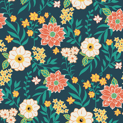 Beautiful flower garden pattern I, for textile fabric, wallpaper and more.