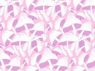 Pastel color amanita mushrooms silhouette pattern - 541731505