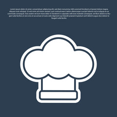 Blue line Chef hat icon isolated on blue background. Cooking symbol. Cooks hat. Vector