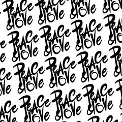 peace and love, vector seamless pattern with inscriptions and symbols on theme of peace, love, . Anti-war texture