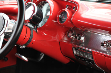 Classic car displayed outdoors.