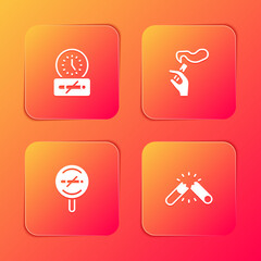 Set No smoking time, Hand with cigarette, and Broken icon. Vector