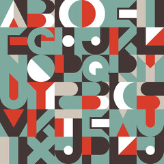Seamless background image geometry style alphabet collage