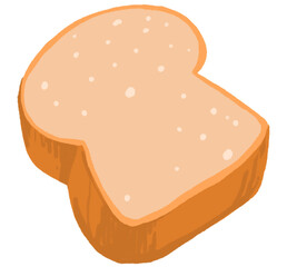 Slice of bread breakfast toast cartoon style illustration drawing