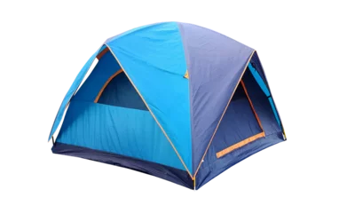 Papier Peint photo Lavable Camping blue tent isolated 