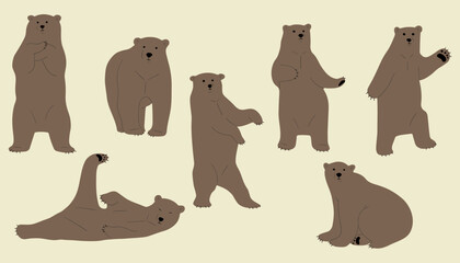Fototapeta premium grizzly bear cute 3, vector illustration