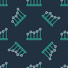 Line Pie chart infographic icon isolated seamless pattern on black background. Diagram chart sign. Vector