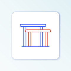 Line Gymnastics equipment uneven bars icon isolated on white background. Colorful outline concept. Vector