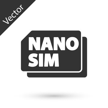 Grey Nano Sim Card icon isolated on white background. Mobile and wireless communication technologies. Network chip electronic connection. Vector