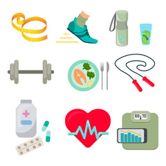 Healthy lifestyle. A set of icons for a healthy lifestyle.