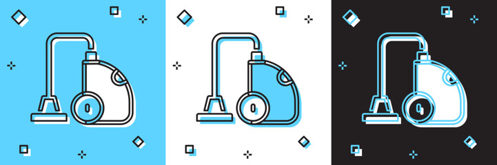 Set Vacuum cleaner icon isolated on blue and white, black background. Vector