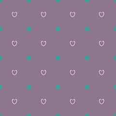  
Pattern seamless vector of hearts and circles on a purple background. For use in modern design,textiles, wallpaper.