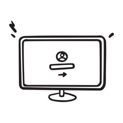 Monitor. Vector simple doodle outline style. Technology, IT, authorization screen, icon, illustration. Computer.