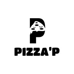Letter P and icon pizza logo design