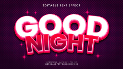 Good Night 3D Editable Text Effect