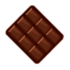 Isolated pixel art, 8 bit blocks: a tasty brown chocolate bar, can be divided in nine pieces.

