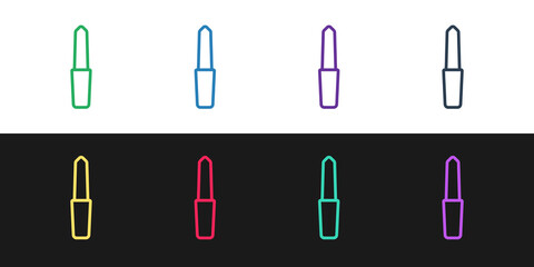 Set line Nail file icon isolated on black and white background. Manicure tool. Vector