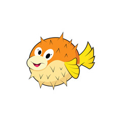 Cute puffer fish isolated vector graphics