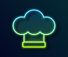 Glowing neon line Chef hat icon isolated on black background. Cooking symbol. Cooks hat. Vector