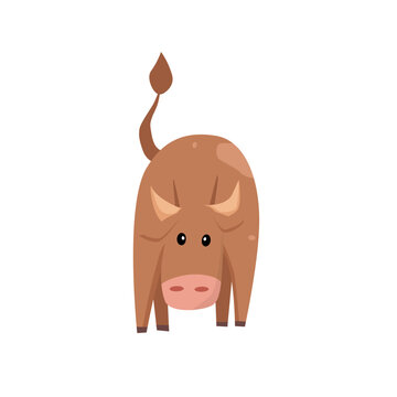 Vector cartoon illustration of a cute cow on a white background.
