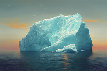 Iceberg. A huge block of ice floating across the ocean.