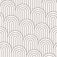 Seamless pattern with semicircles and lines on a white background. Simple geometric pattern, fabric print. © Mykola Mazuryk