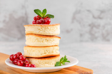 Japanese soft pancakes with berries