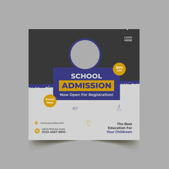 School admission social media post and banner design template