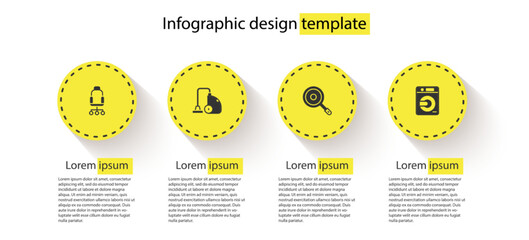 Set Office chair, Vacuum cleaner, Frying pan and Washer. Business infographic template. Vector