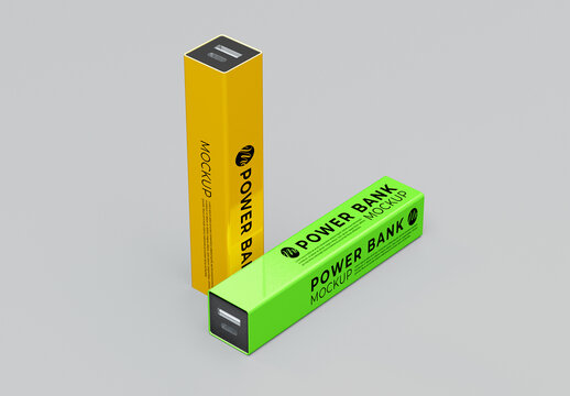 Sticker Power Bank Set Mockup