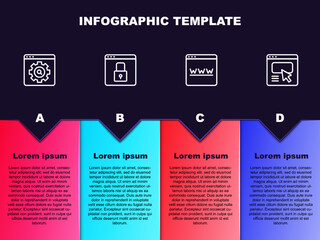 Set line Browser setting, Secure your site with HTTPS, SSL, window and UI or UX design. Business infographic template. Vector