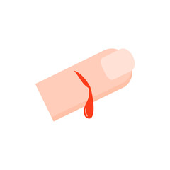 Bleeding Finger Icon. Flat cartoon vector design illustration.