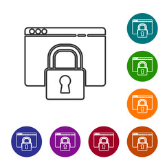 Black line Secure your site with HTTPS, SSL icon isolated on white background. Internet communication protocol. Set icons in color circle buttons. Vector Illustration