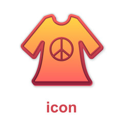 Gold Peace symbol dress print stamp icon isolated on white background. Vector