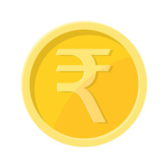 Simple illustration of Indian rupee, coin Concept of internet currency