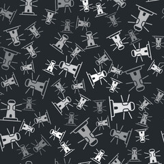 Grey Lighthouse icon isolated seamless pattern on black background. Vector