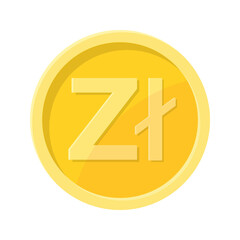 Simple illustration of Złoty coin Concept of internet currency