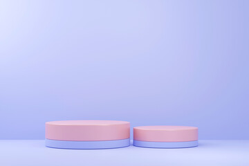 Minimal 3d rendering scene with composition empty cylinder podium for product and abstract background. platforms for cosmetic 3d illustration